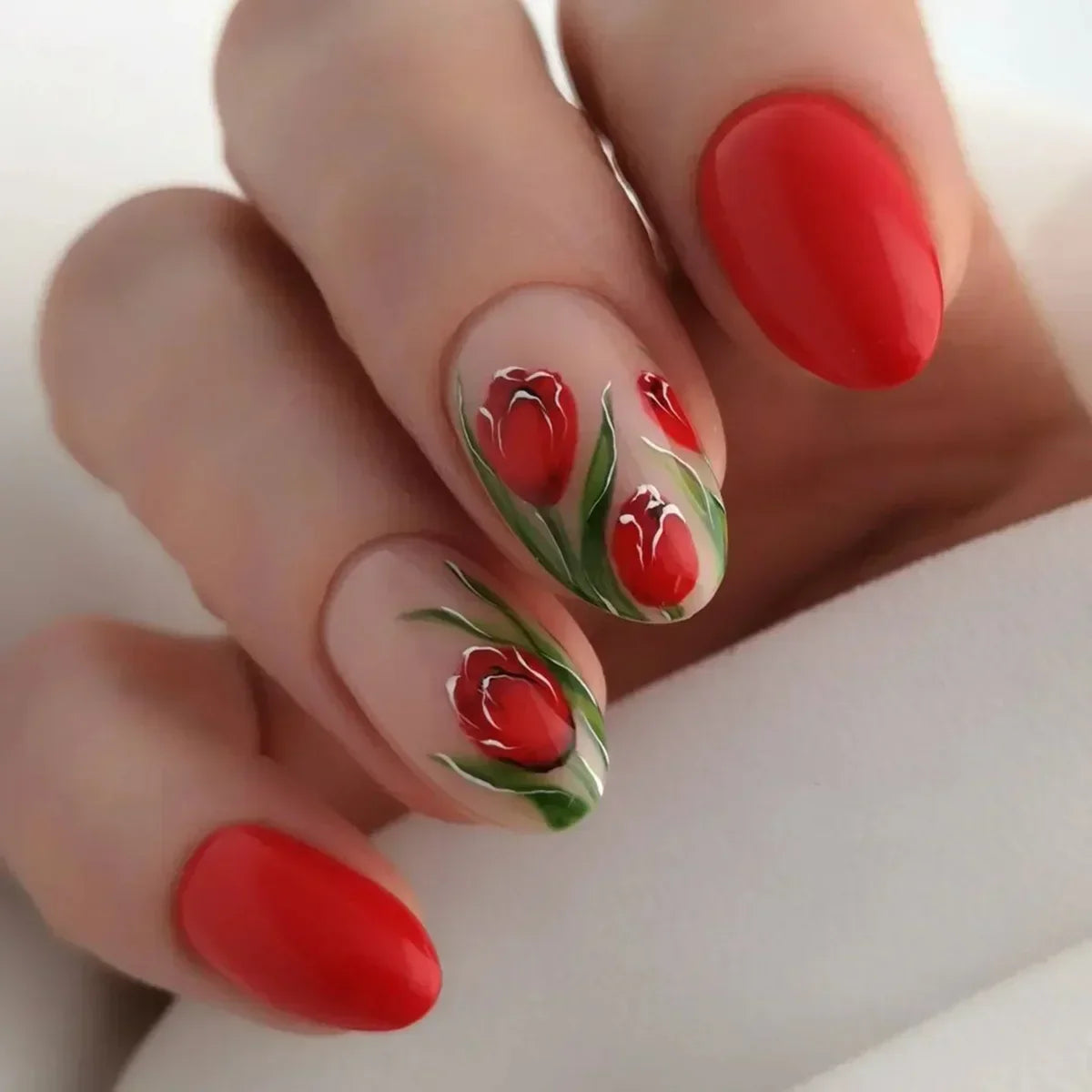 24pcs Short Almond Fake Nails