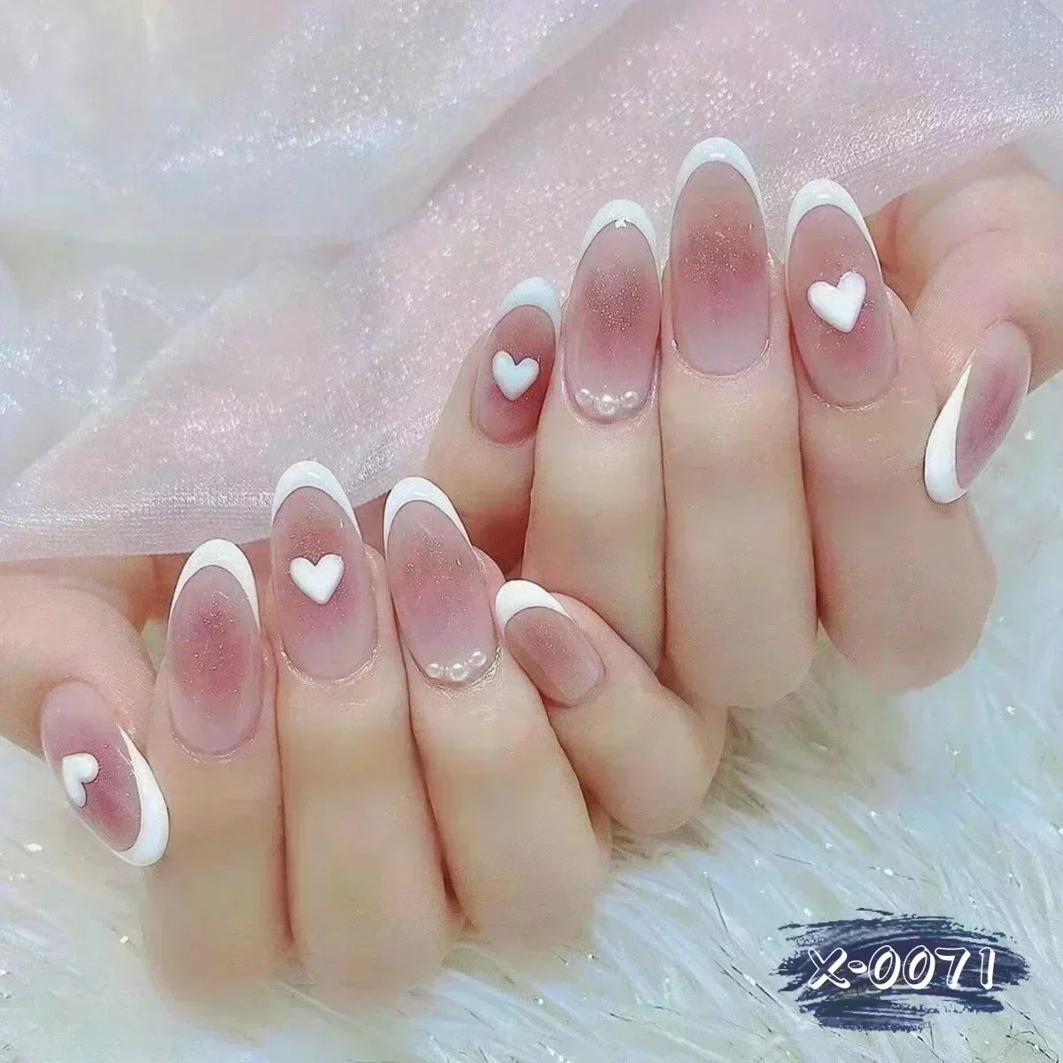 24pcs Short Almond Fake Nails