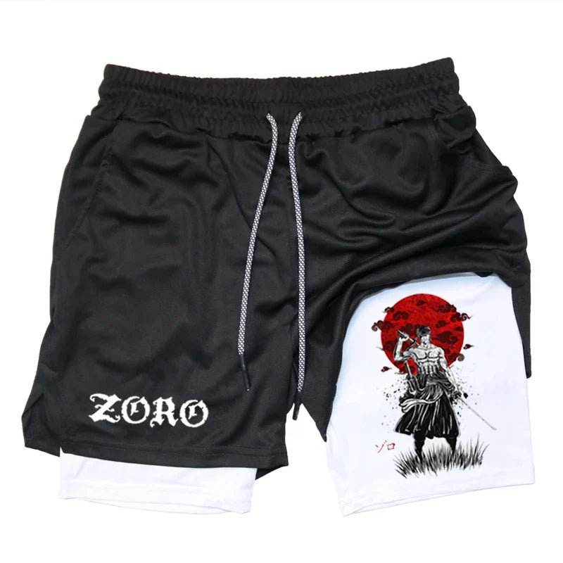 Pantalones cortos deportivos 2 en 1 para hombre