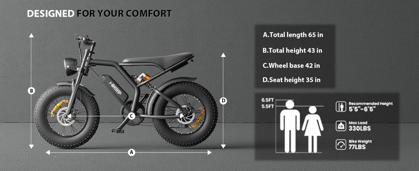 1000W 20" Fat Tire Electric Bike