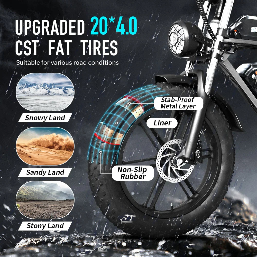 IDOTATA Moped Fat Tire Electric Bike
