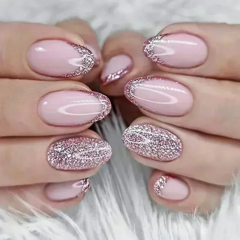 24pcs Short Almond Fake Nails