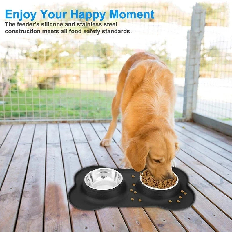 Anti-Slip Double Dog Bowl Set