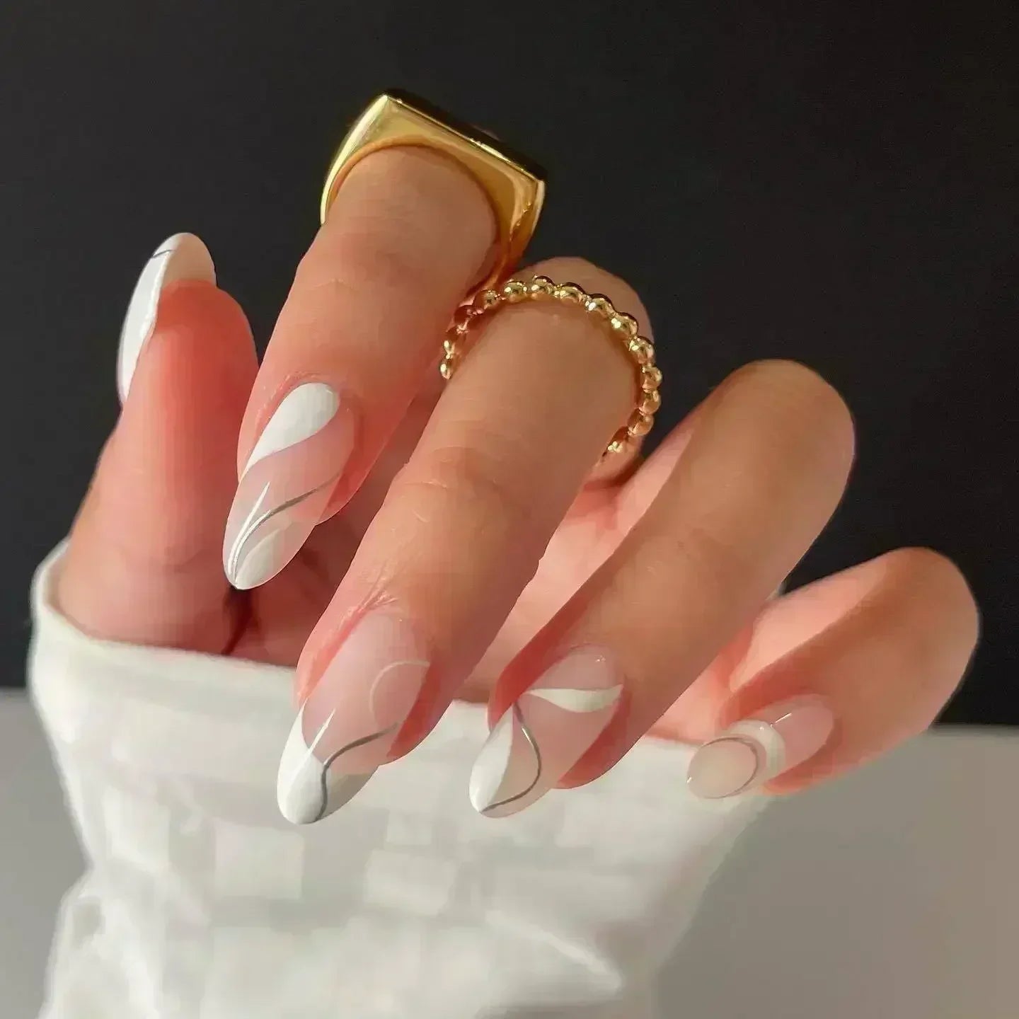 24pcs Short Almond Fake Nails