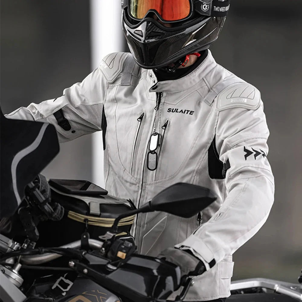 Motorcycle Jacket Pants Lightweight Anti-Fall Set Summer Breathable Mesh For Men Women Urban Bikers Riding Combo Jacket Suit