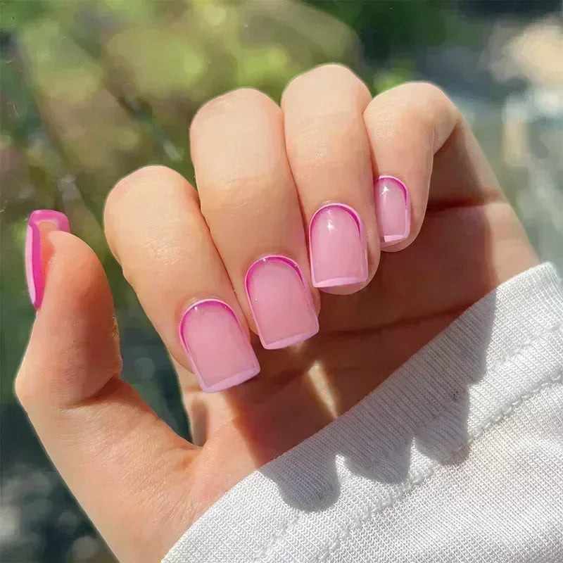 24pcs Short Almond Fake Nails