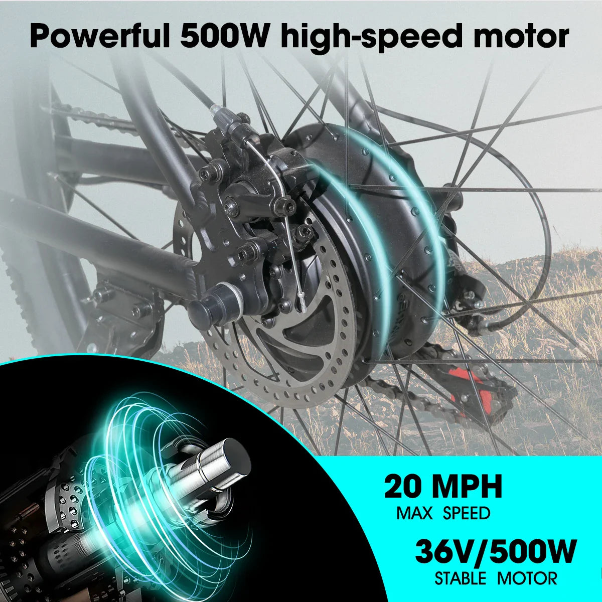 HILAND 500W Electric Mountain Bike – 26”