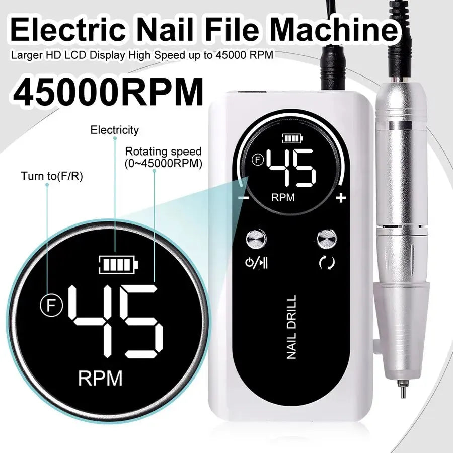 45000RPM Rechargeable Nail Drill