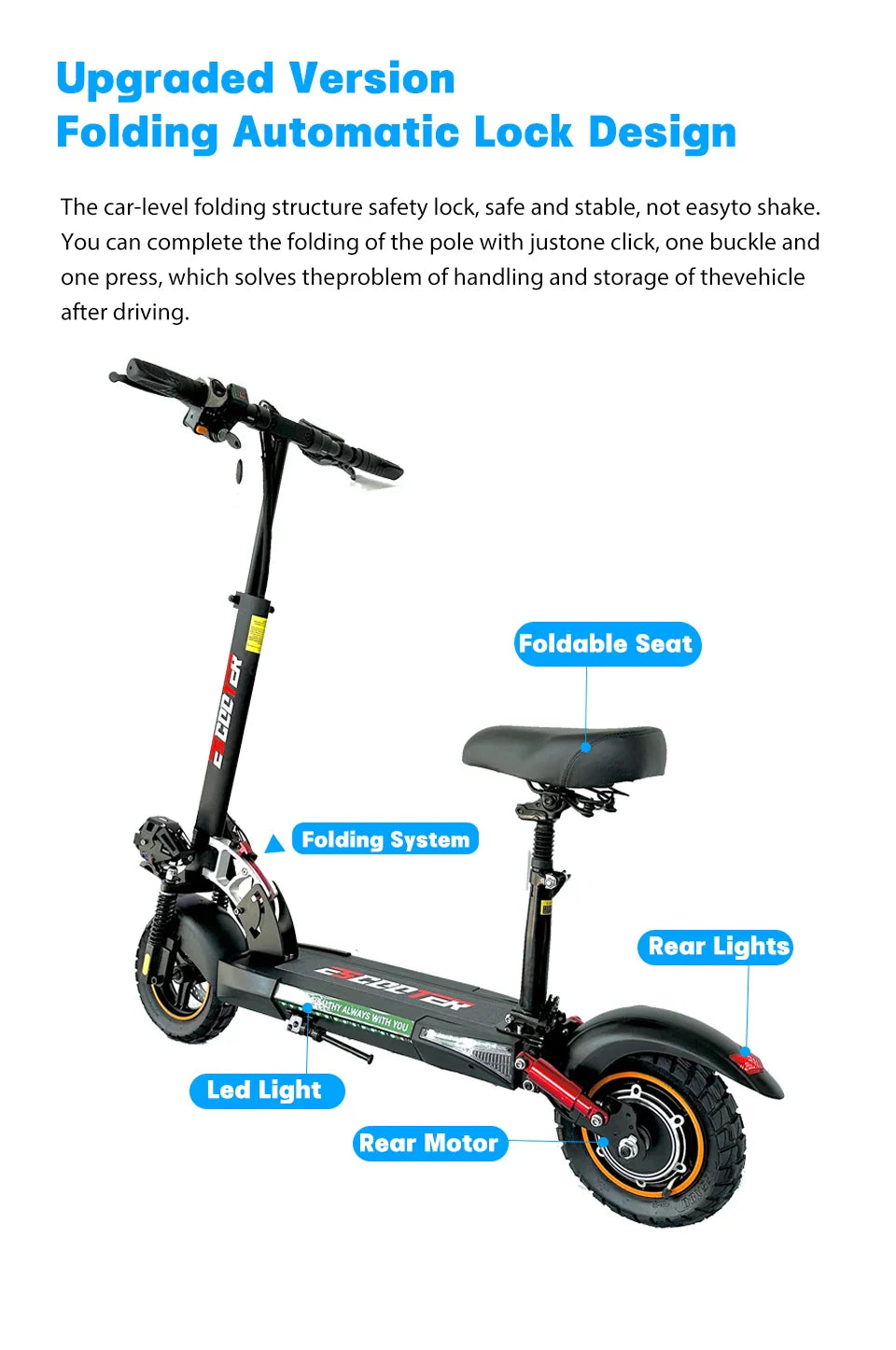 800W Adult Electric Scooter Long Range