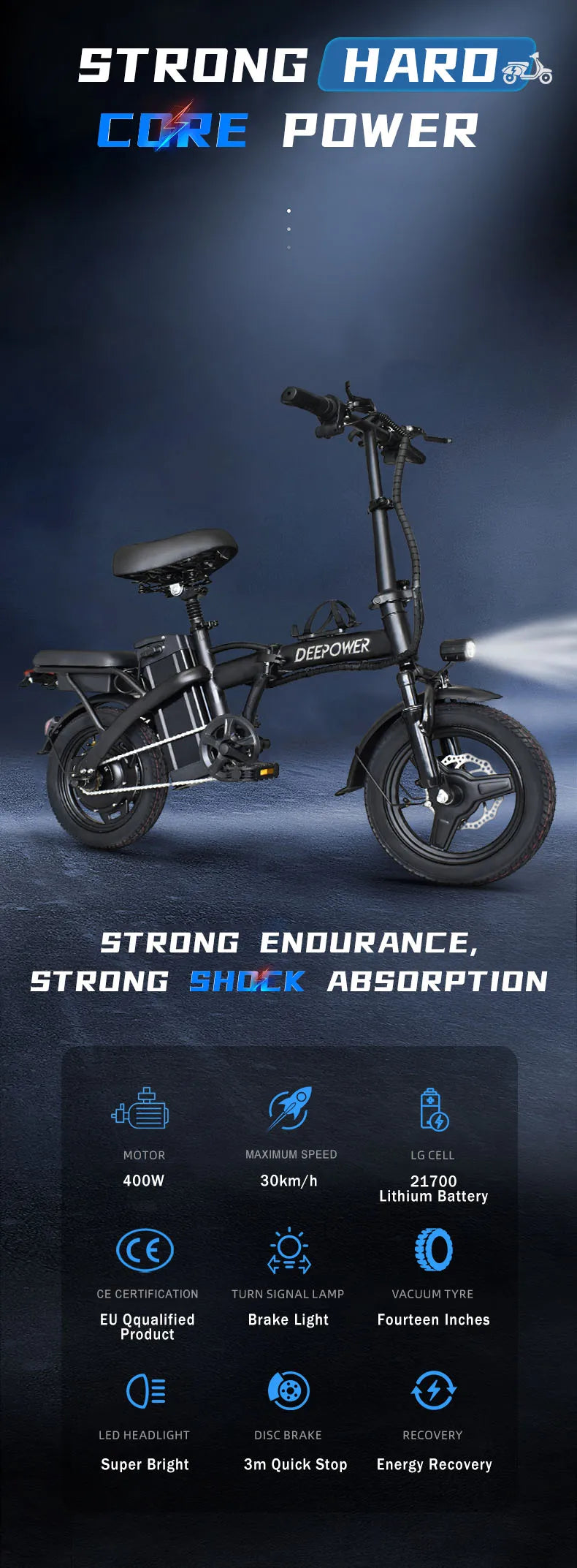 ZPW K100 400W Fat Tire Folding Ebike