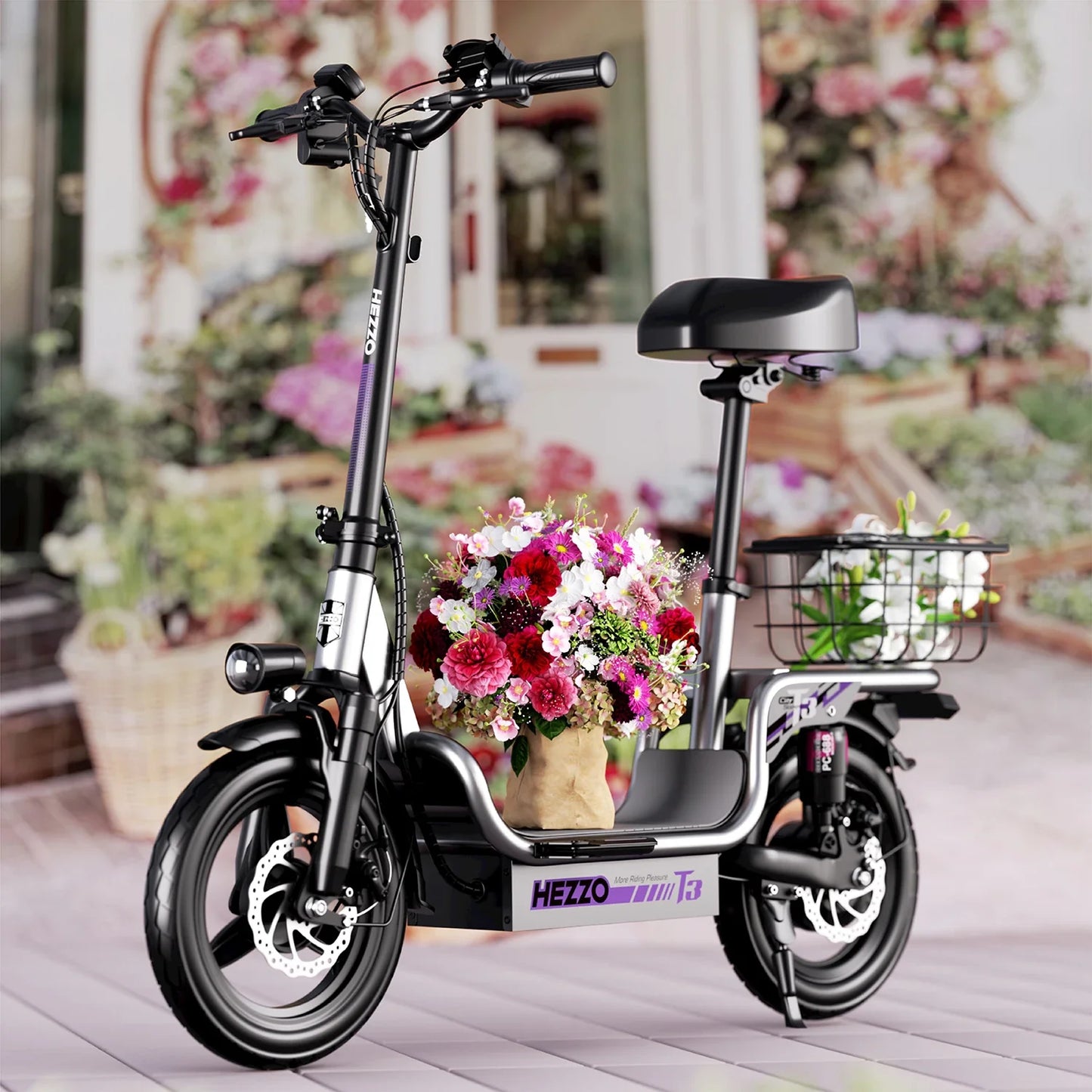 HEZZO 500W Electric Scooter – Seat & Basket, 20MPH