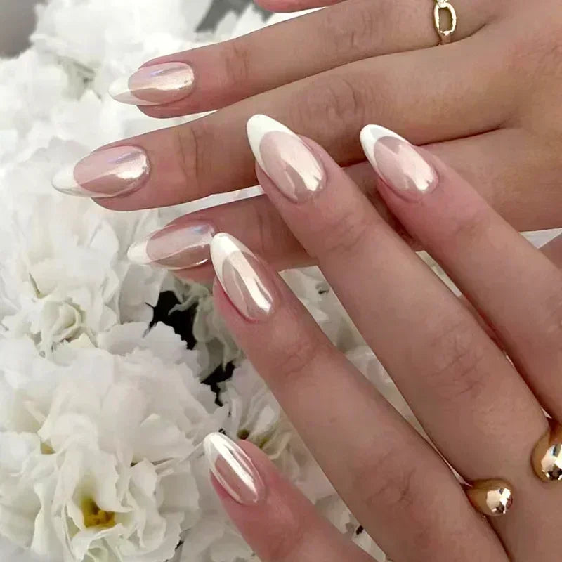 24pcs Short Almond Fake Nails