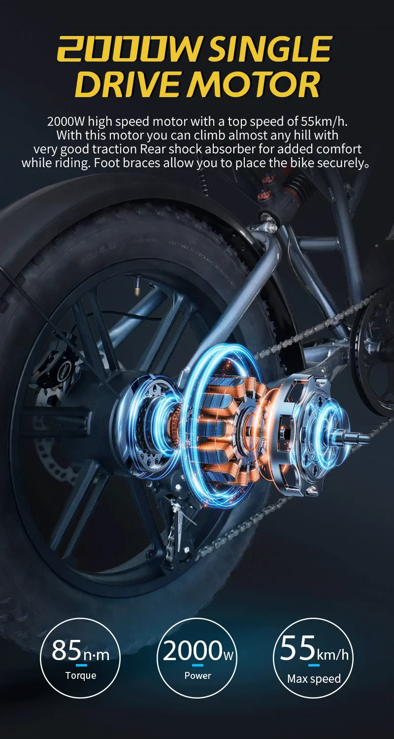 IDOTATA Moped Fat Tire Electric Bike