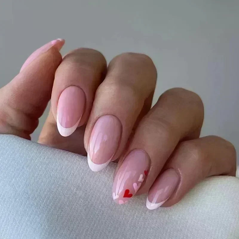 24pcs Short Almond Fake Nails
