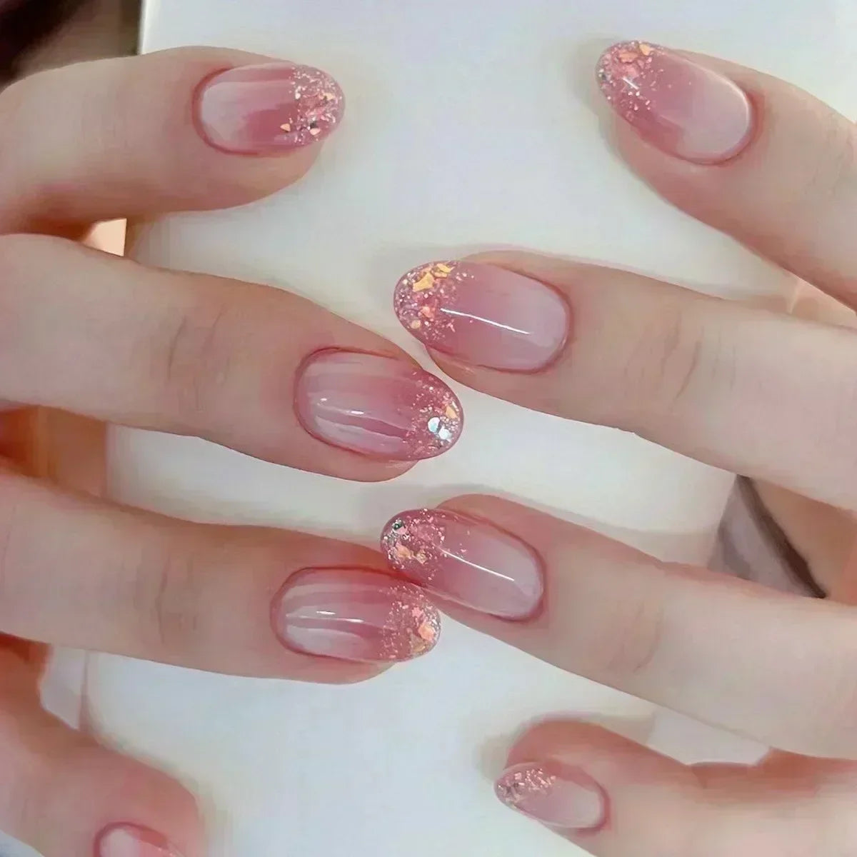 24pcs Short Almond Fake Nails