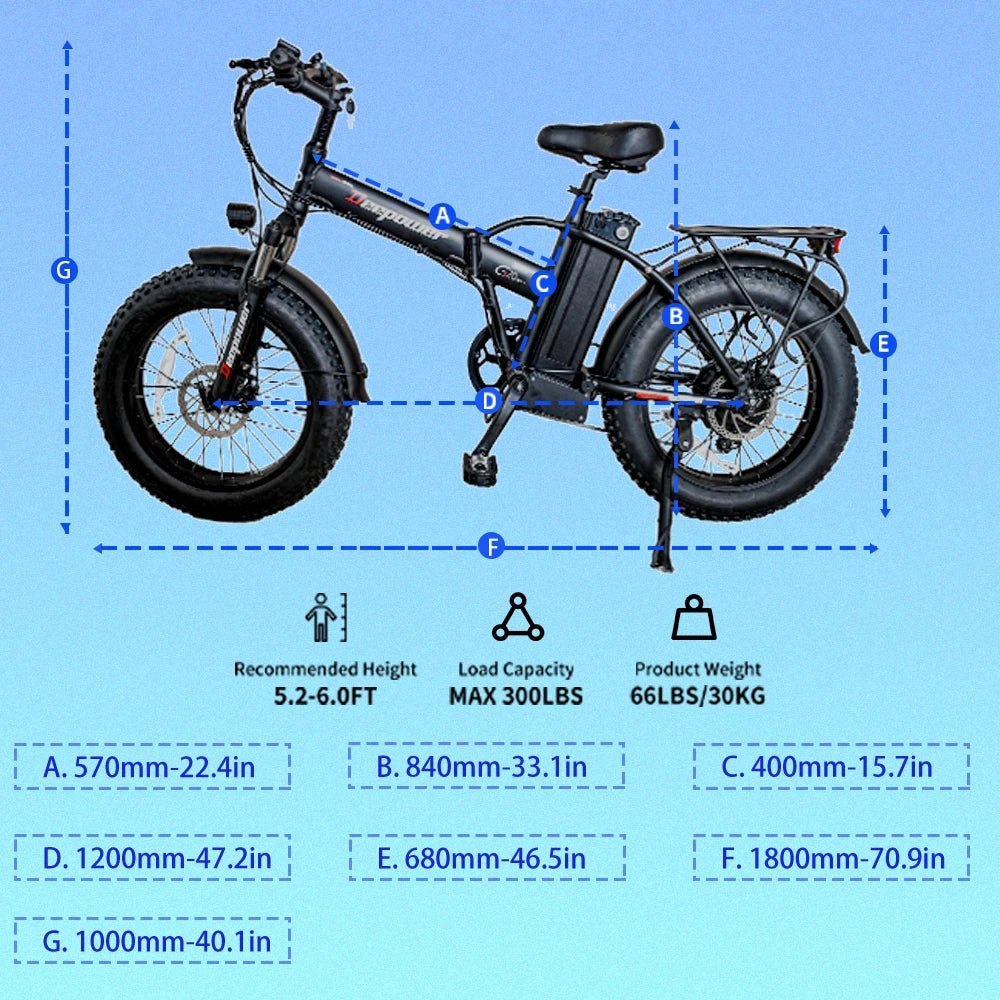 DEEPOWER G20 1000W Folding Fat Tire Ebike