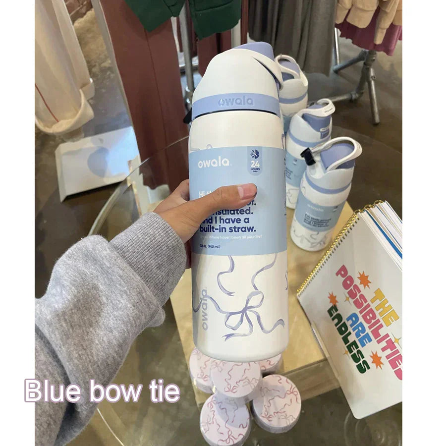 Owala Insulated Stainless Steel Free Sip Water Bottle - Blue Bow Tie