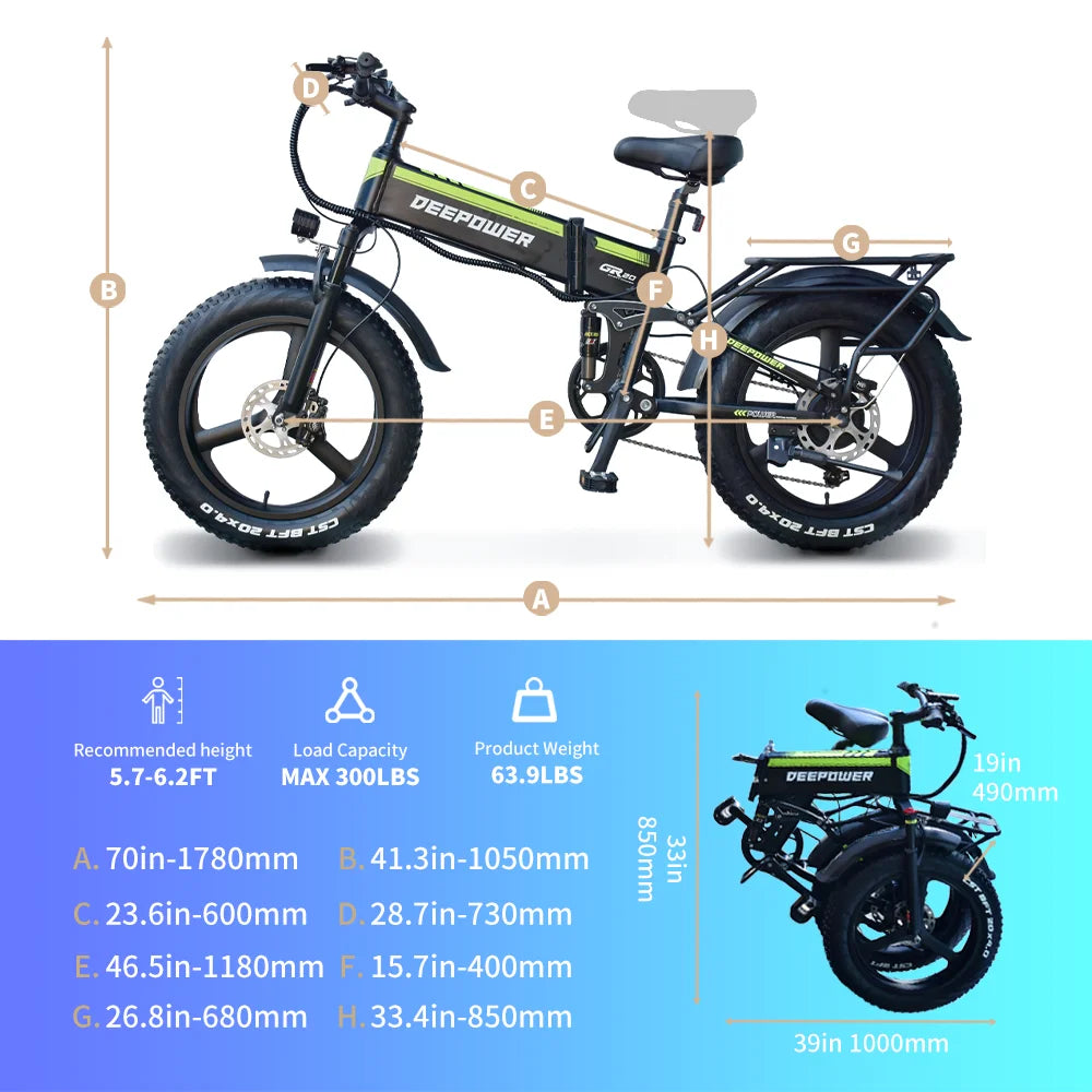 DEEPOWER H20PRO 2000W Folding Electric Bike