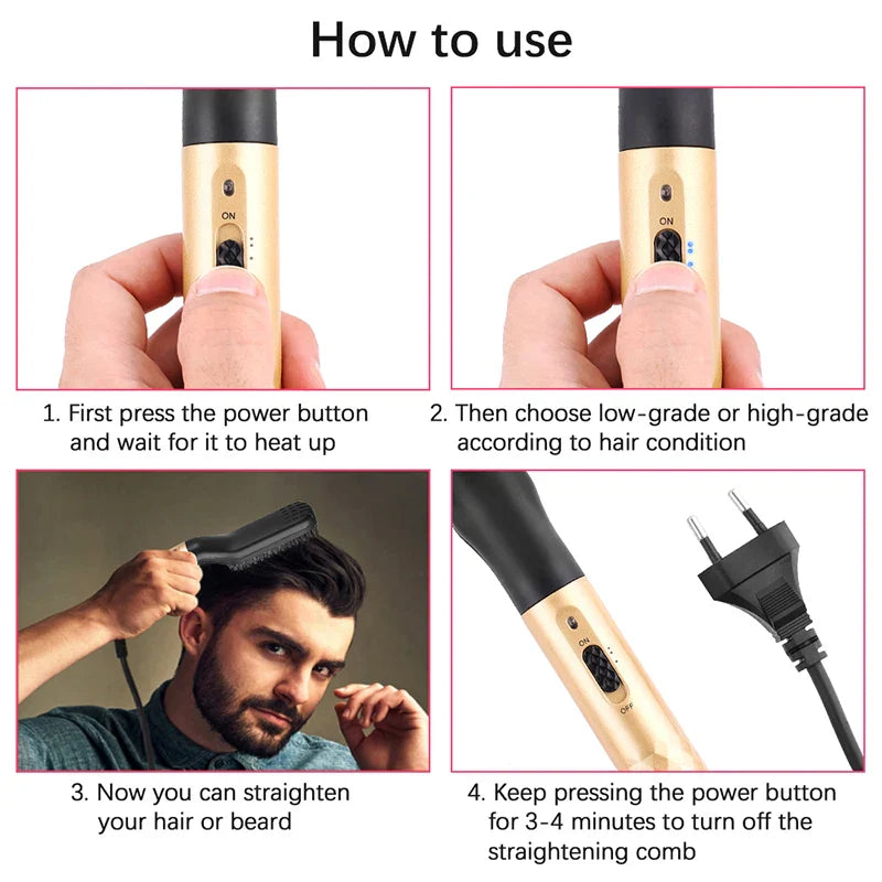 Electric Hot Comb Straightener for Men