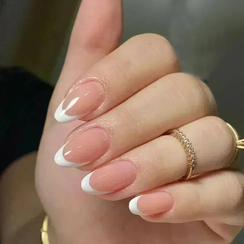 24pcs Short Almond Fake Nails