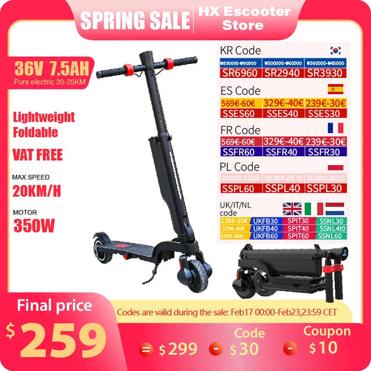 HX X6 Foldable Electric Scooter – 350W 25KM/H