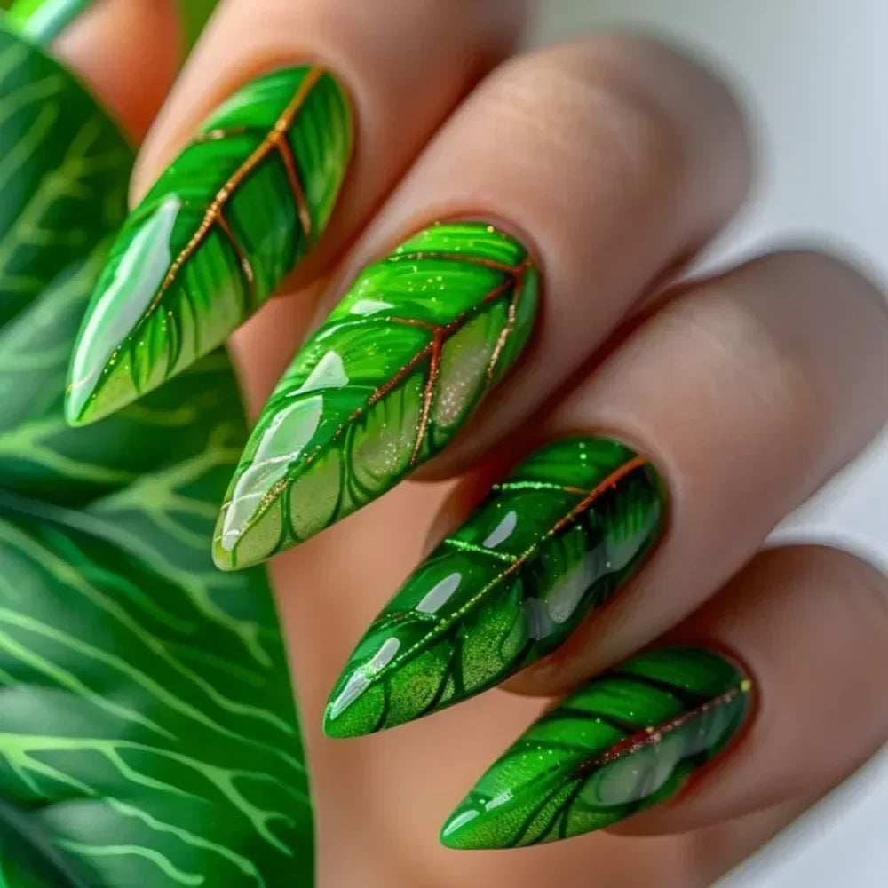 24pcs Short Almond Fake Nails