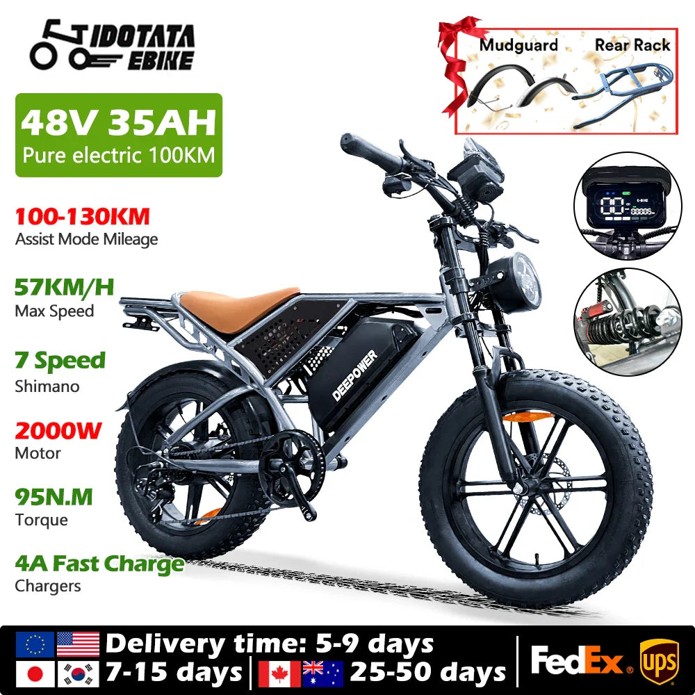 IDOTATA-S7 2000W Fat Tire Electric Bike – 48V 70Ah