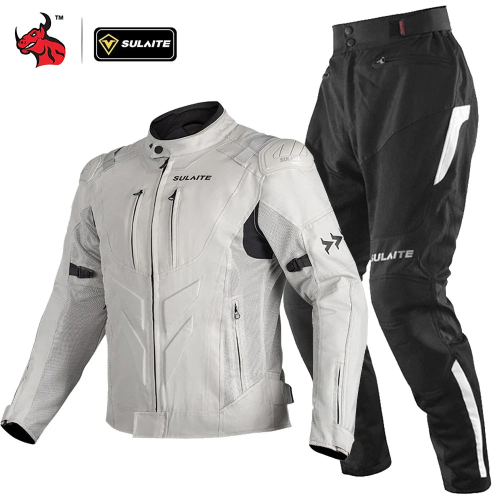 Motorcycle Jacket Pants Lightweight Anti-Fall Set Summer Breathable Mesh For Men Women Urban Bikers Riding Combo Jacket Suit