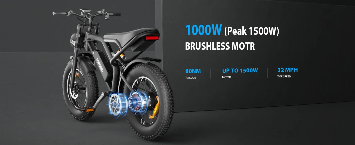 1000W 20" Fat Tire Electric Bike