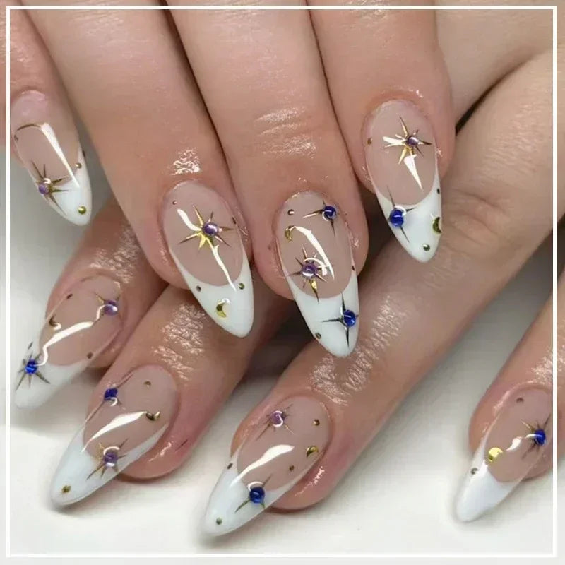24pcs Short Almond Fake Nails
