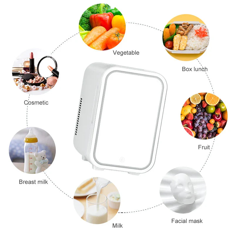 BALASHOV 4L Mini Refrigerator With LED Light Mirror