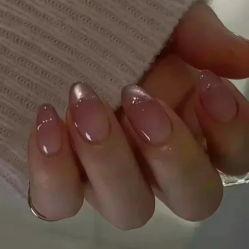 24pcs Short Almond Fake Nails