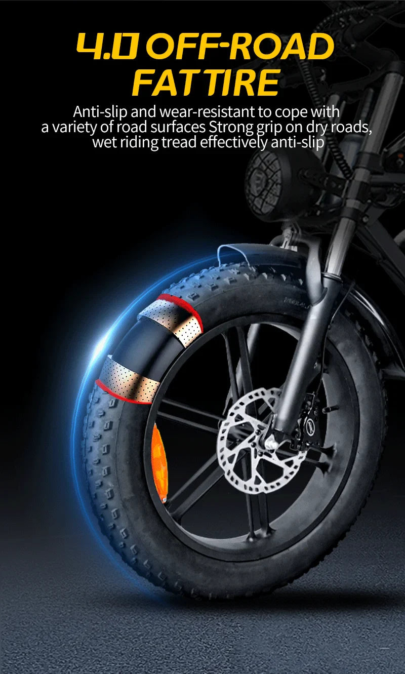 IDOTATA Moped Fat Tire Electric Bike