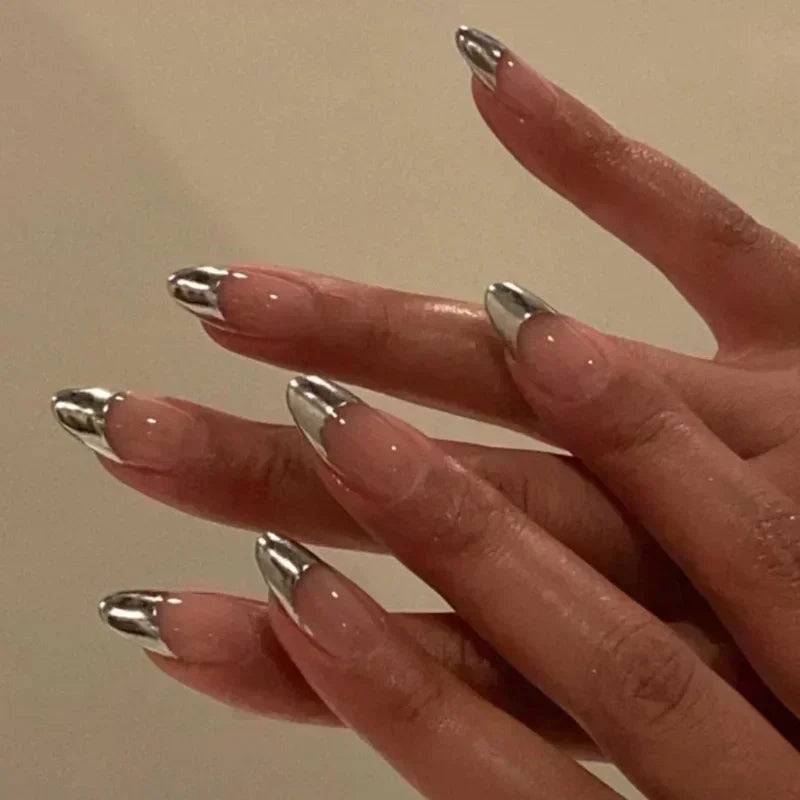24pcs Short Almond Fake Nails