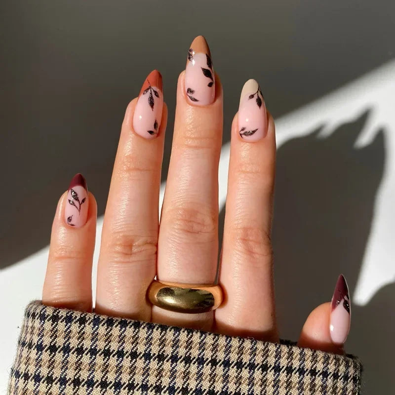 24pcs Short Almond Fake Nails