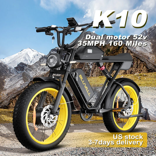 Bluvall K10 Dual Motor Electric Bike – 35MPH, 160 Miles