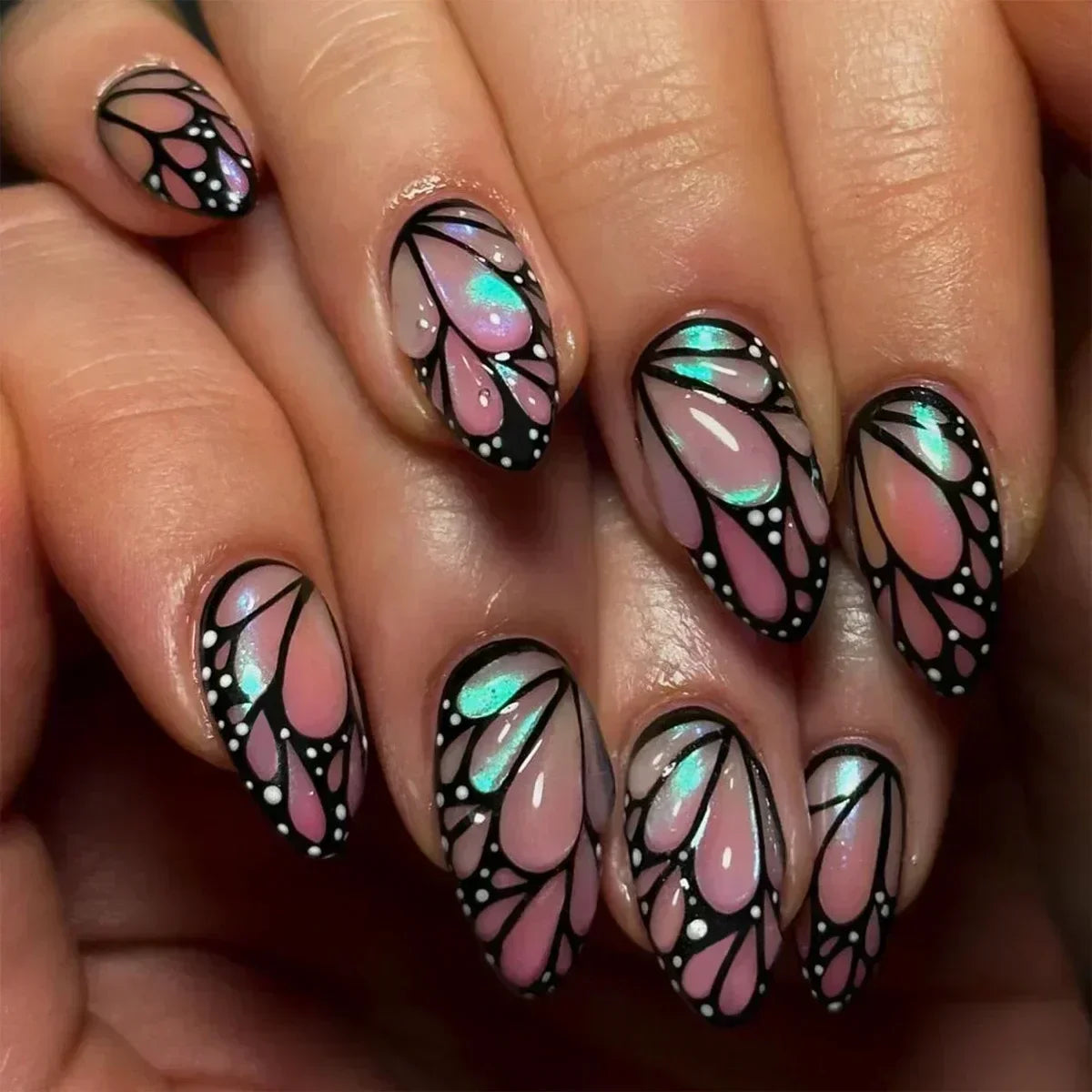 24pcs Short Almond Fake Nails