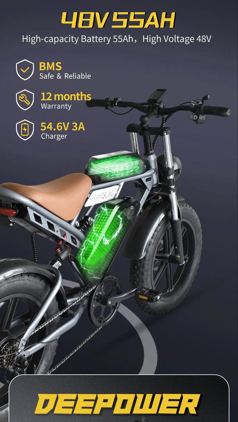 IDOTATA Moped Fat Tire Electric Bike