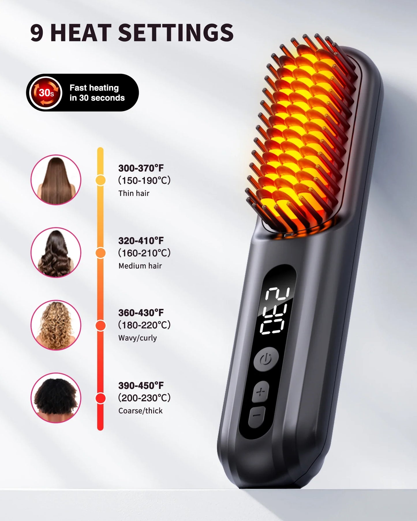 Cordless Hair Straightener Portable Brush