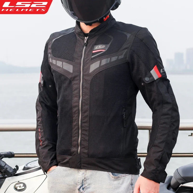 Original LS2 GARDA AIR Motorcycle Jacket Summer Mesh Breathable Motorbike Jacket Men Women CE Anti-Fall Reflective Riding Jacket