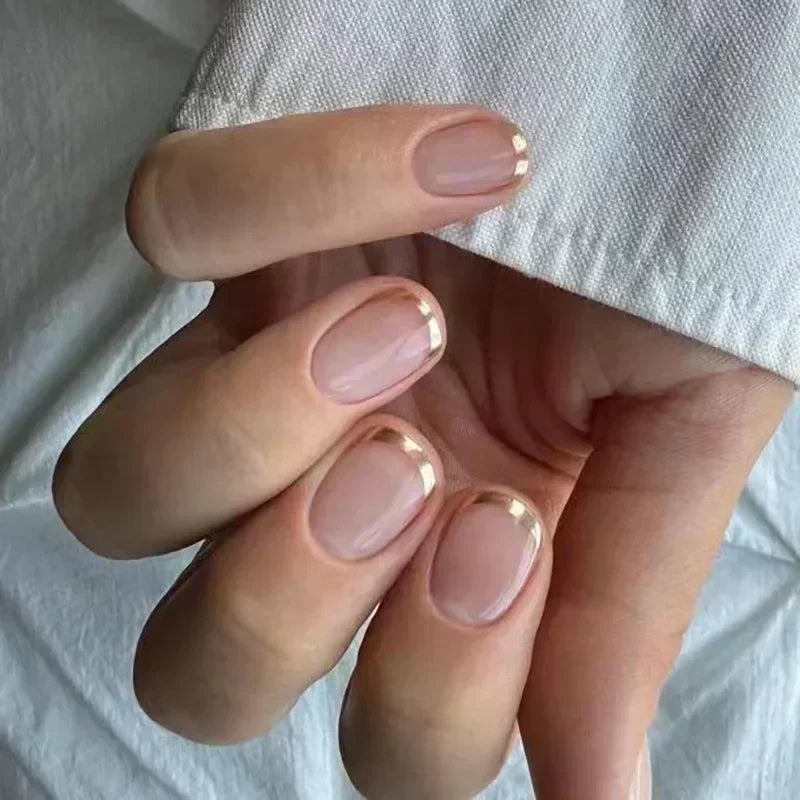 24pcs Short Almond Fake Nails