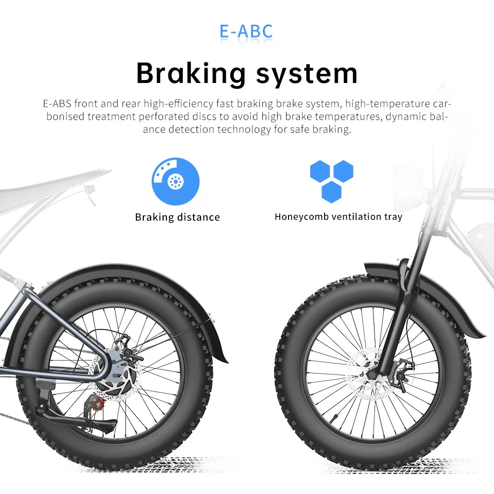 EKX T1 1000W Fat Tire Electric Bike – 48V 20Ah
