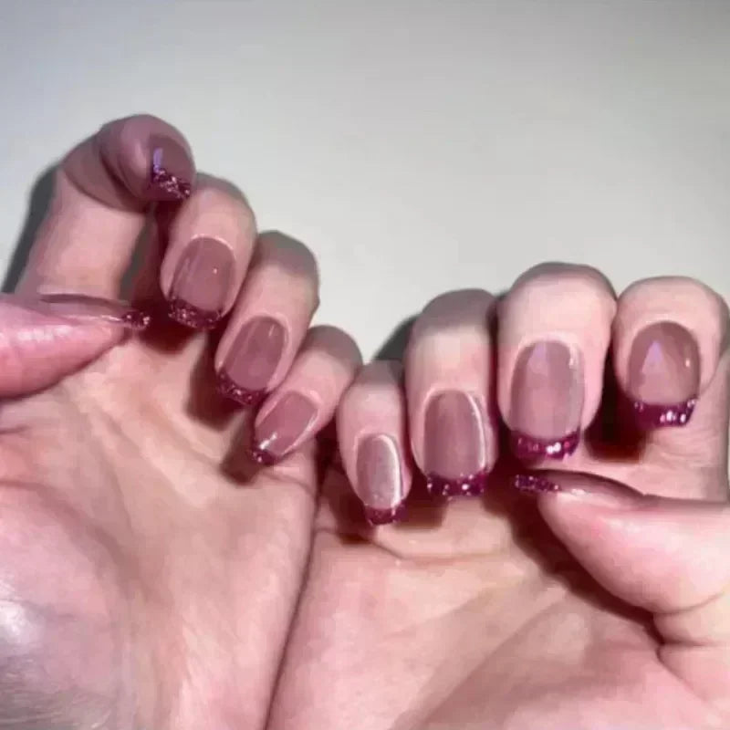 24pcs Short Almond Fake Nails