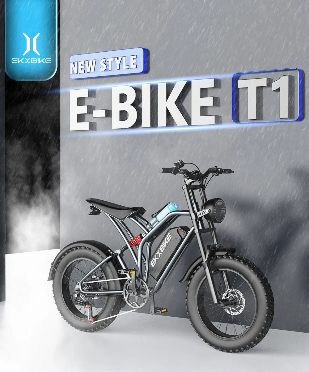 EKX T1 1000W Fat Tire Electric Bike – 48V 20Ah