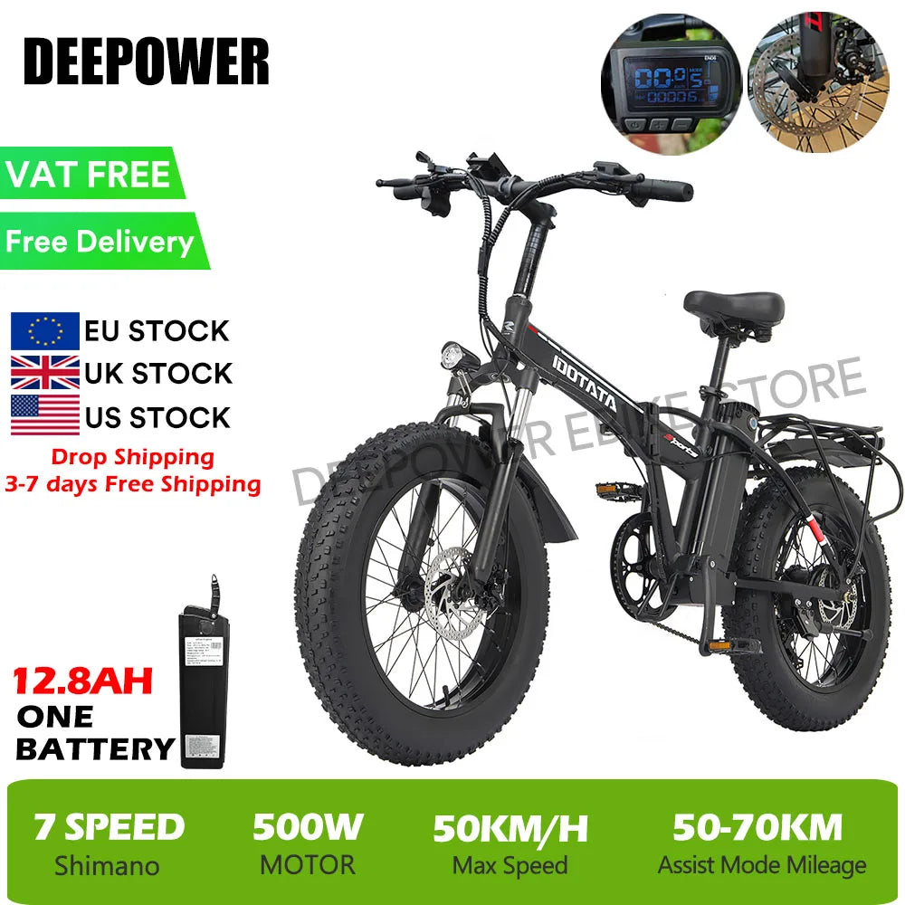 DEEPOWER G20 1000W Folding Fat Tire Ebike