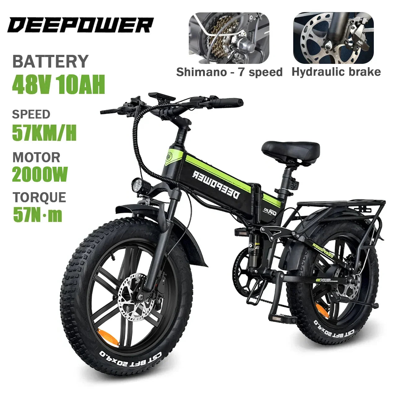 DEEPOWER 2000W Fat Tire Electric Bike