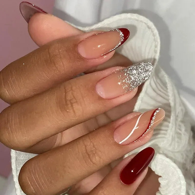 24pcs Short Almond Fake Nails