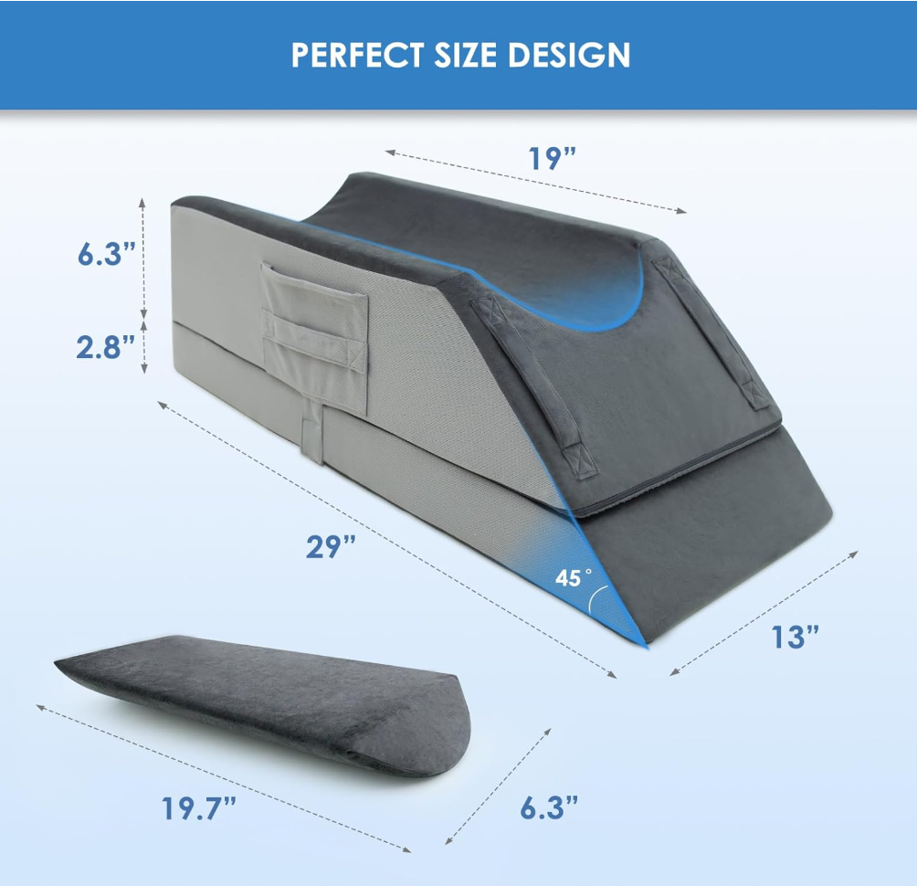 Post-Surgery Leg Elevation Pillows, 4-Height Adjustable Leg Elevator Pillow, Knee Surgery Recovery Equipment, Improves Circulation