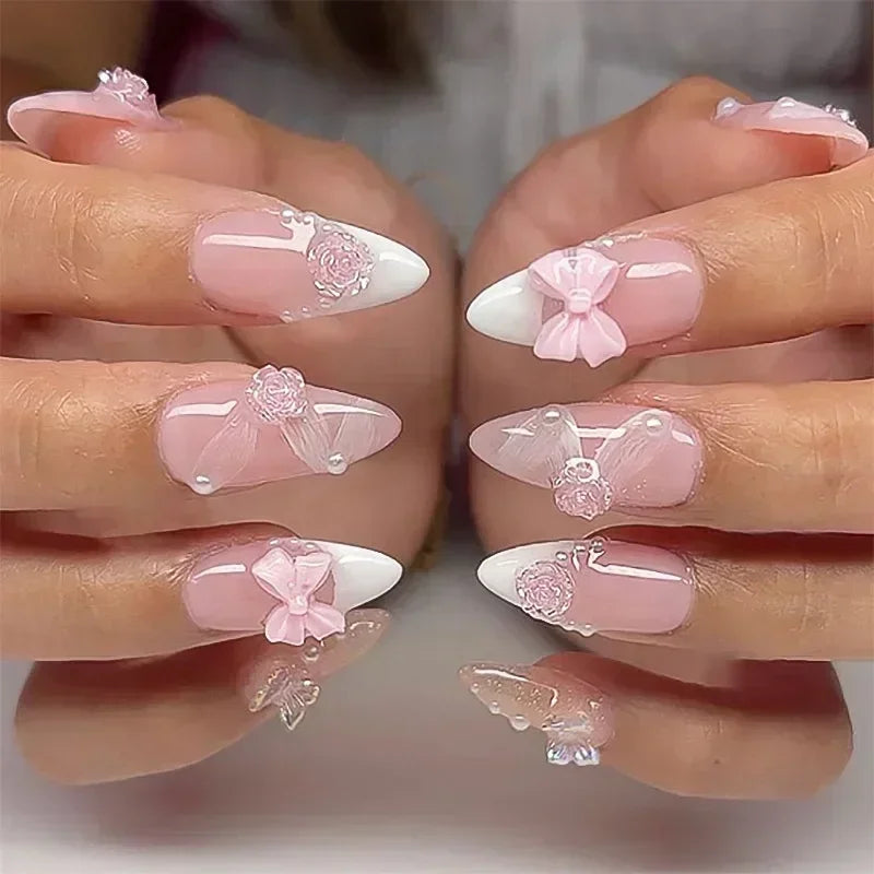 24pcs Short Almond Fake Nails