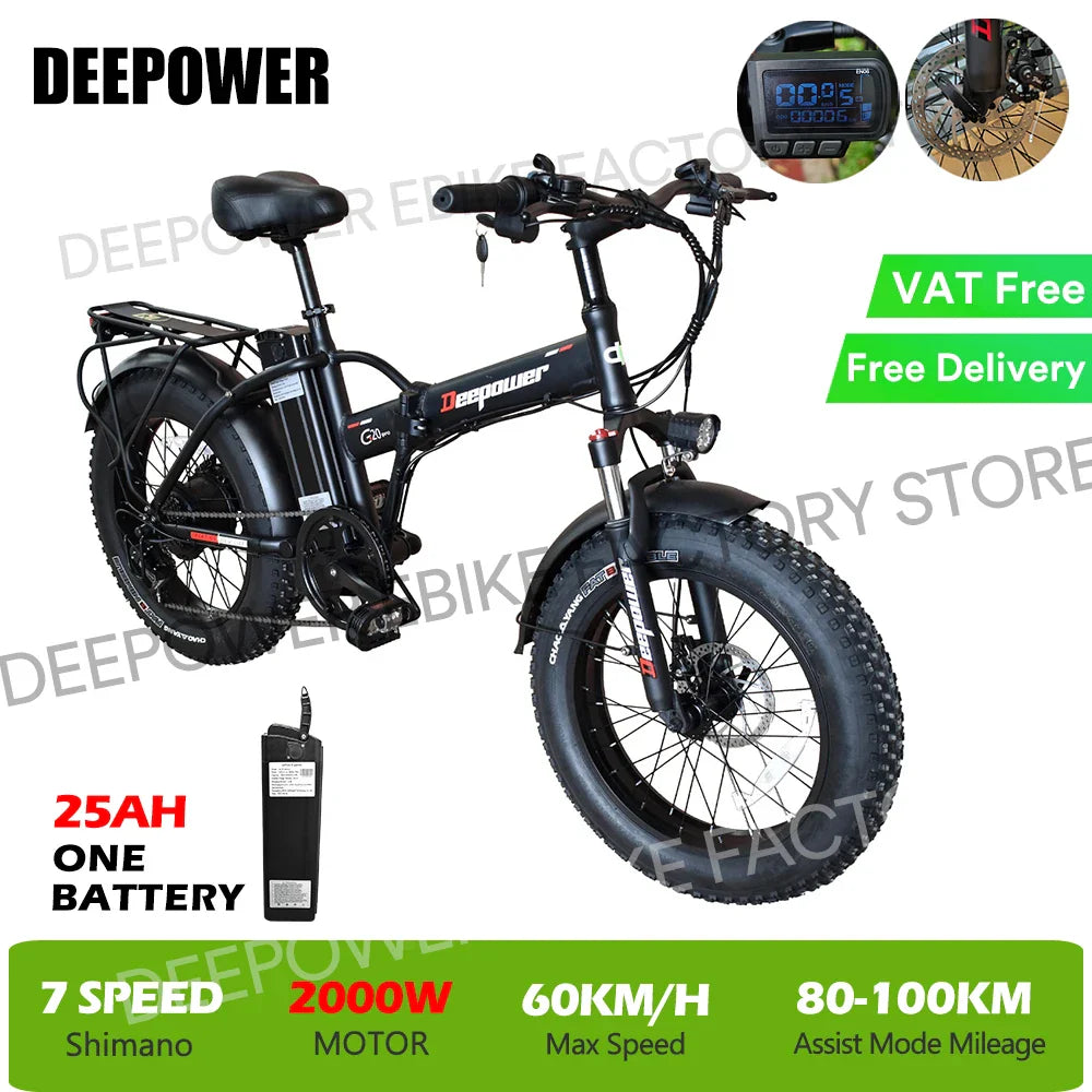 DEEPOWER G20 1000W Folding Fat Tire Ebike